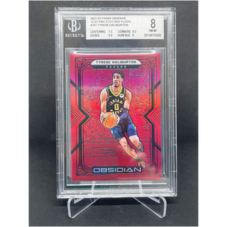 2021-22 Panini Obsidian Electric Etch Red Flood Tyrese Haliburton BGS 8 NM-MT