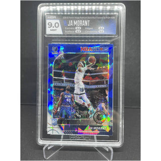 2019-20 Hoops Premium Stock Ja Morant Blue Cracked Ice Prizm HGA 9 Mint