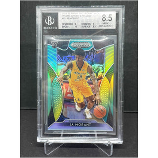 2019-20 Panini Prizm Draft Picks Ja Morant Green/Yellow 135/249 BGS 8.5 NM-MT+