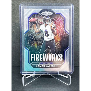 2022 Panini Prizm Fireworks Lamar Jackson Base Prizm - No. F-7