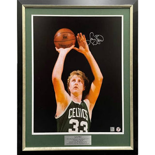 Larry Bird Signed "Shooting" Photo Framed