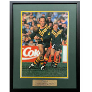 Signed Wally Lewis Australian Photo Framed with Plaque