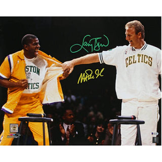 Magic Johnson &amp; Larry Bird Signed "Retirement‚Äù Photo Framed