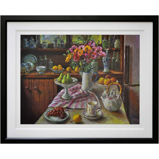 Margaret Olley - Ranunculus And Pears Print Framed