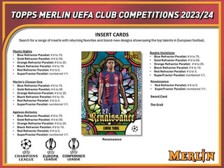 2023-24 Topps Chrome Merlin UEFA Club Competitions Soccer 7-Pack Blaster Box