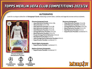 2023-24 Topps Chrome Merlin UEFA Club Competitions Soccer 7-Pack Blaster Box