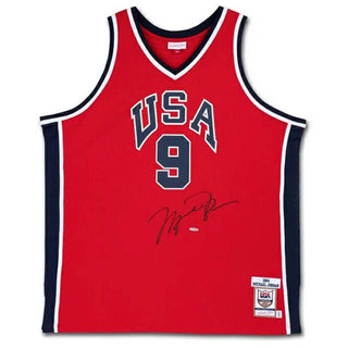 Michael Jordan signed 1984 Red Team USA Singlet Framed