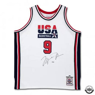 Michael Jordan signed 1992 White Team USA Singlet Framed