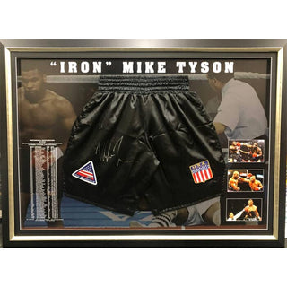 Mike Tyson Signed Boxing Trunks Framed