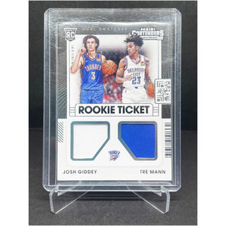 2021-22 Panini Contenders Josh Giddey/Tre Mann Dual Rookie Swatches #RT2-OKC