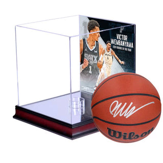 Victor Wembanyama 2024 Rookie Of The Year Autographed Wilson Basketball in Display Case