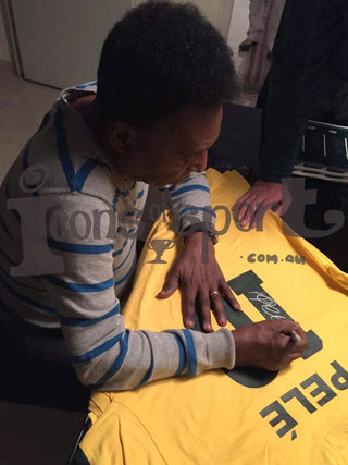 Pele Signed Brazilian Home Jersey Framed