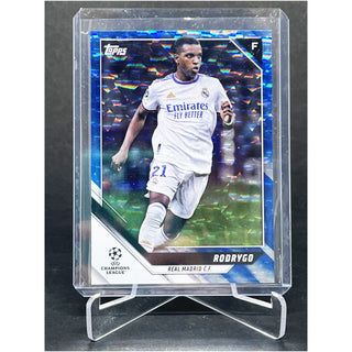 2021-22 Topps Champions League Rodrygo Blue Cracked Ice 55/99