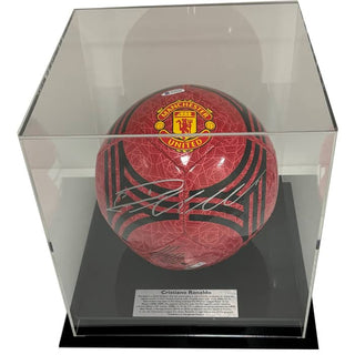 Cristiano Ronaldo hand signed Manchester United Football in Display Case Beckett Witnessed