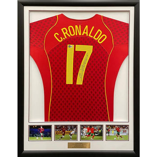 Cristiano Ronaldo hand signed #17 2004 Portugal Jumper framed Beckett Witnessed