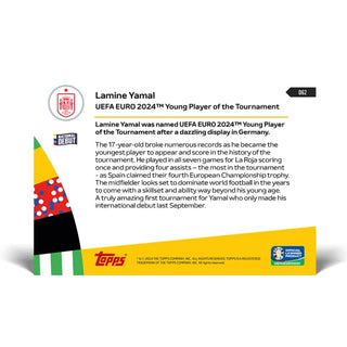 2024 Topps NOW Lamine Yamal UEFA EURO Young Player of Tournament Card 62