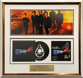 Midnight Oil Band Signed "Resist" CD Collage Framed