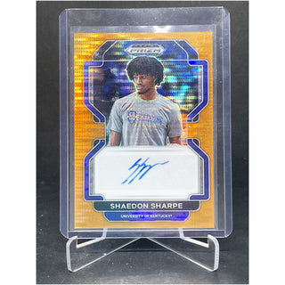 2022 Panini Prizm Draft Picks Shaedon Sharpe Orange Pulsar Auto 38/49