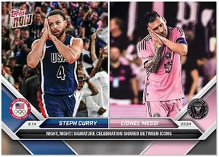 Steph Curry x Lionel Messi Topps Now 'Night, Night' Celebration In One-Touch Case