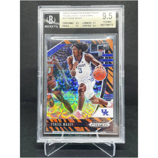 2020-21 Panini Prizm Draft Picks Choice Tiger Stripe Tyrese Maxey RC BGS 9.5 Gem Mint