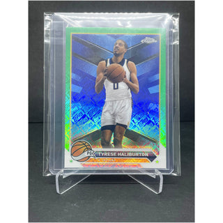 2024 Topps Chrome Tyrese Haliburton Green Topps Logo Refractor Indiana Pacers - No. 4