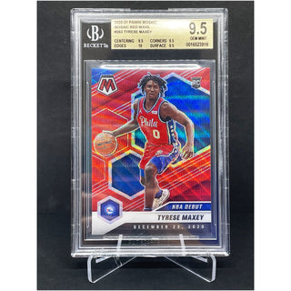 2020-21 Panini Mosaic Red Wave Tyrese Maxey Rookie BGS 9.5 Gem Mint