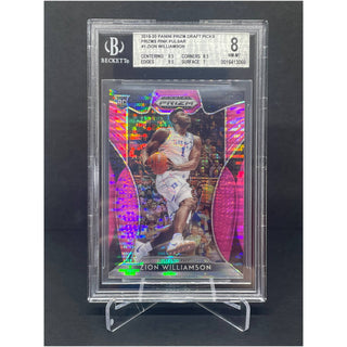 2019-20 Panini Prizm Draft Picks Pink Pulsar Prizm Zion Williamson BGS NM-MT 8