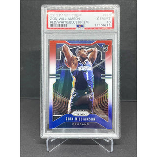 2019 Panini Prizm Zion Williamson Red/White/Blue Prizm Rookie PSA Gem Mint 10